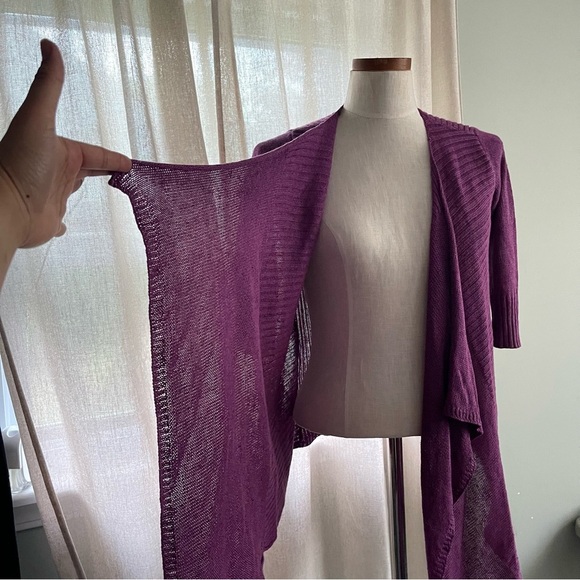 Eileen Fisher ribbed Purple open cardigan Petite preowned - Picture 2 of 5